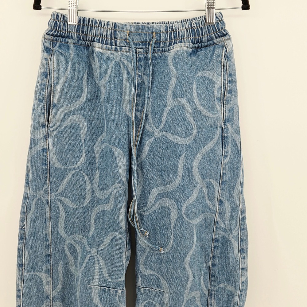 Damson Madder Felix Bow-print Barrel-leg Jeans Joggers Womens 6 NWOT Streetwear - Picture 4 of 15